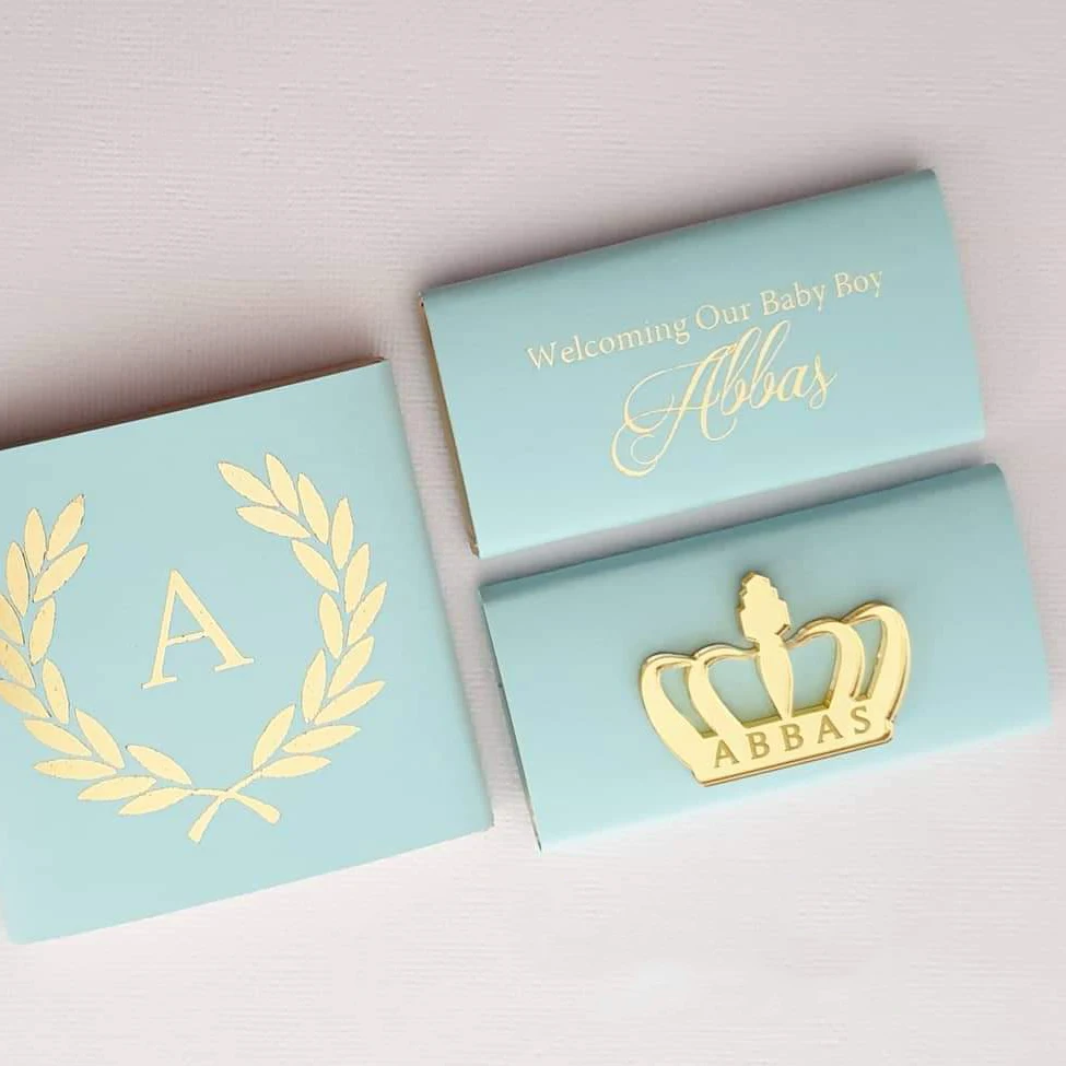 24Pcs Personalized Gold Crown Baby Shower Table Decoration Princess Baptism Party Favor Chocolate Bars Centerpieces Decor | Дом и сад