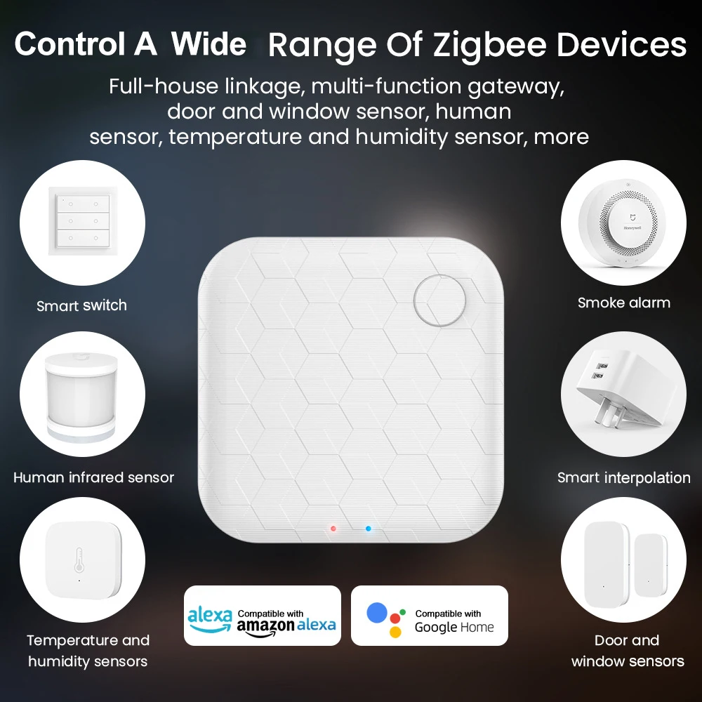 

Zigbee Smart Hub Gateway Smart Home Bridge Wireless APP Remote Control Voice Control Compatible with Alexa Google Home