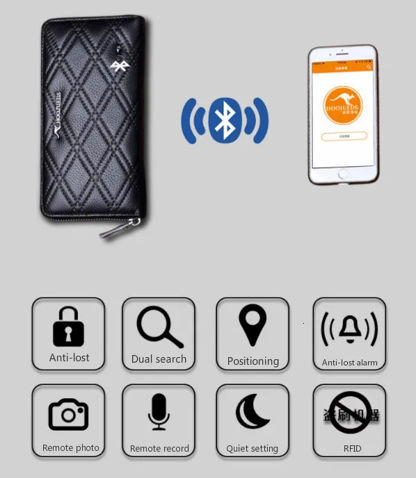 2019 мужской кошелек натуральная кожа Bluetooth анти потеря бренд Rfid клатч Мужской