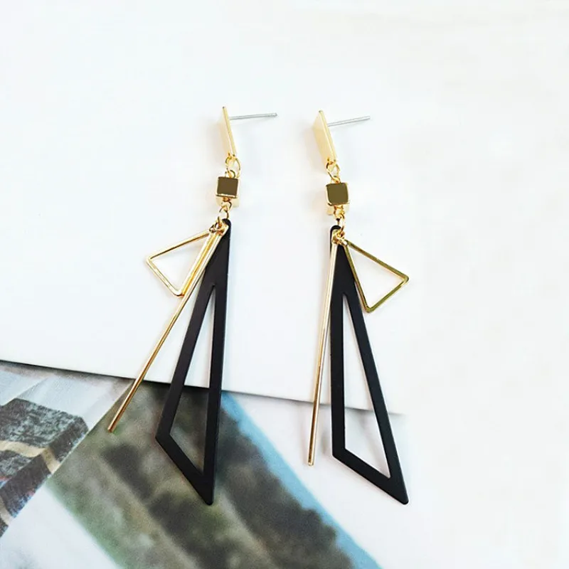 Длинные геометрические серьги в европейском и американском стиле женские