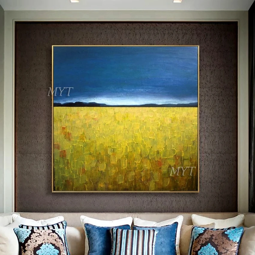 

Blue Sky And Golden Field Abstract Oil Painting Wall Art Home Decor Picture Oil Painting On Canvas 100% Handpainted No Framed