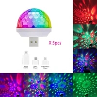 mini portable usb led stage light sound activated strobe cell phone disco dj party lamp rgb crystal magic ball projection bulb