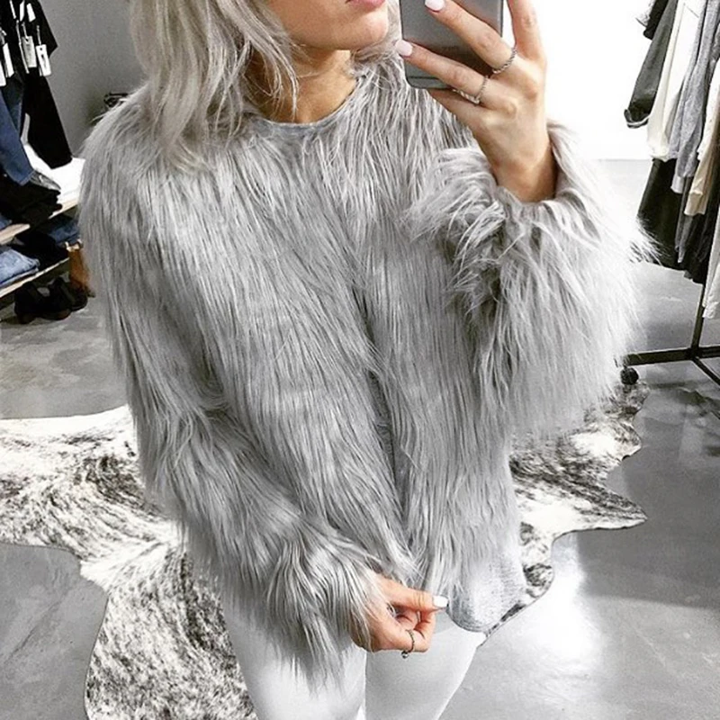 

Floating Hair Jacket Fur Coat Women Lady Fur Overcoat Imitation Fur Faux Fox Jackets Hairy Party Fur Warm Coat Plus Size XXXL