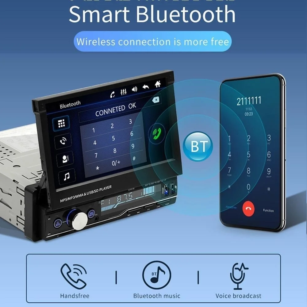Автомагнитола Mp5 плеер MP3 Авторадио Bluetooth 7 дюймов HD 1 Din сенсорное аудио стерео
