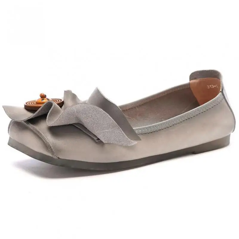 

YourSeason Ladies Vintage Shoes 2021 Spring Autumn Genuine Leather Handmade Concise Women Soft Comfortable Flower Flats