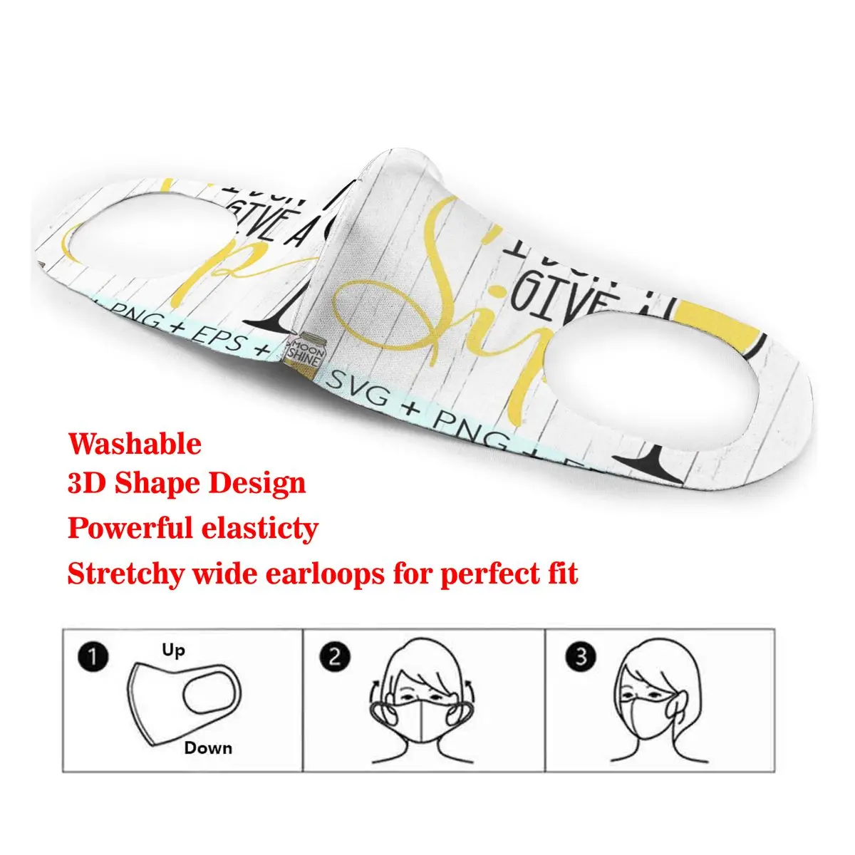 

I Don't Give A Sip Washable elastic Earloop Face Breathing Mask Reusable Anti Dust Cotton Mouth For Adults