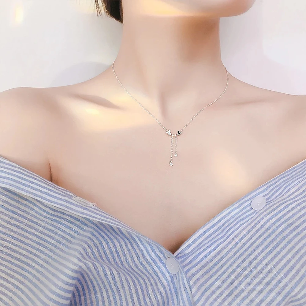 

Simple Fashion Design Of Butterfly Double Color Charm Necklace Women Fine Jewellery Preferred