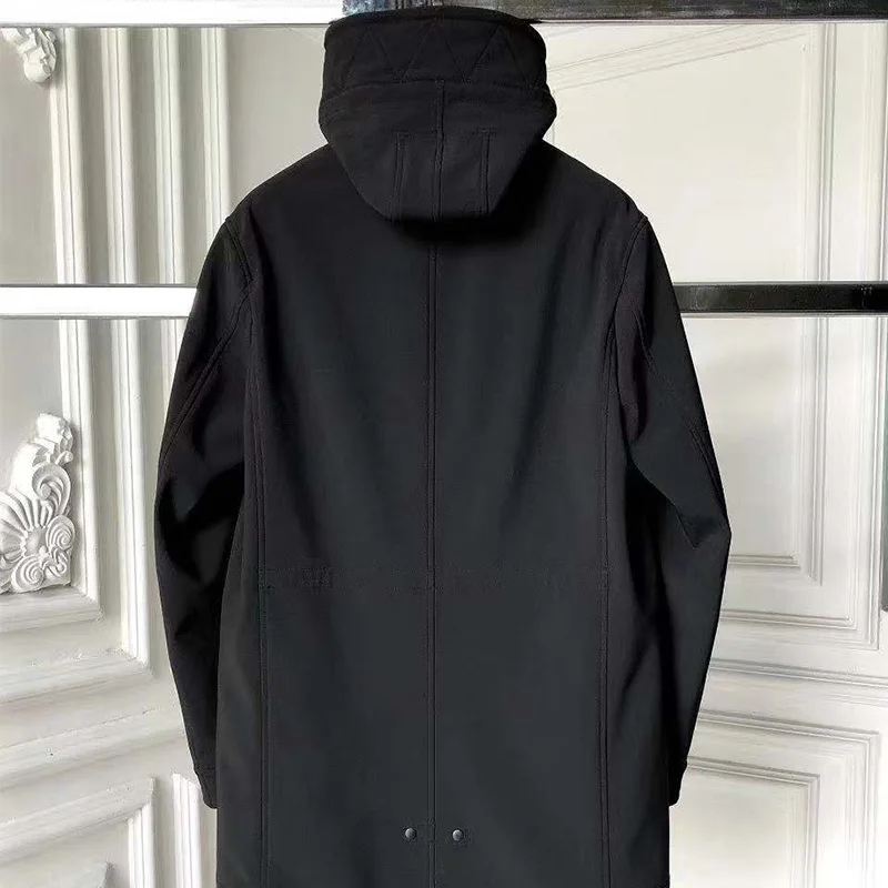 

Fall / winter 2020 fashion casual men's coat high collar hooded men's coat medium length zipper men's coat