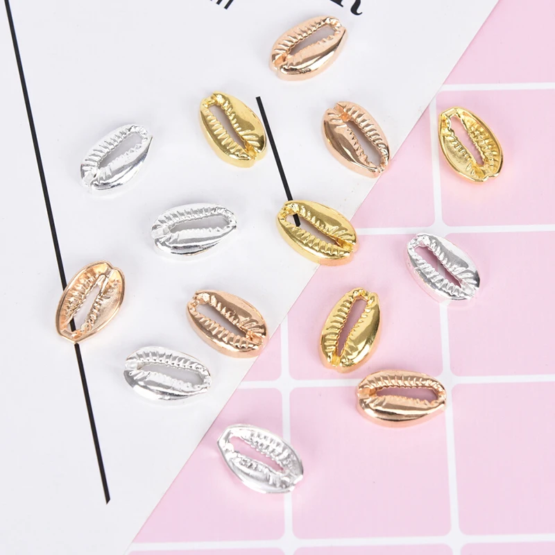 10 шт. блестящие подвески в виде морской ракушки золотого цвета для женщин и