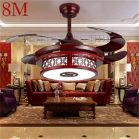 8m ceiling fan light invisible lamp remote control red modern creative for home dining room bedroom restaurant