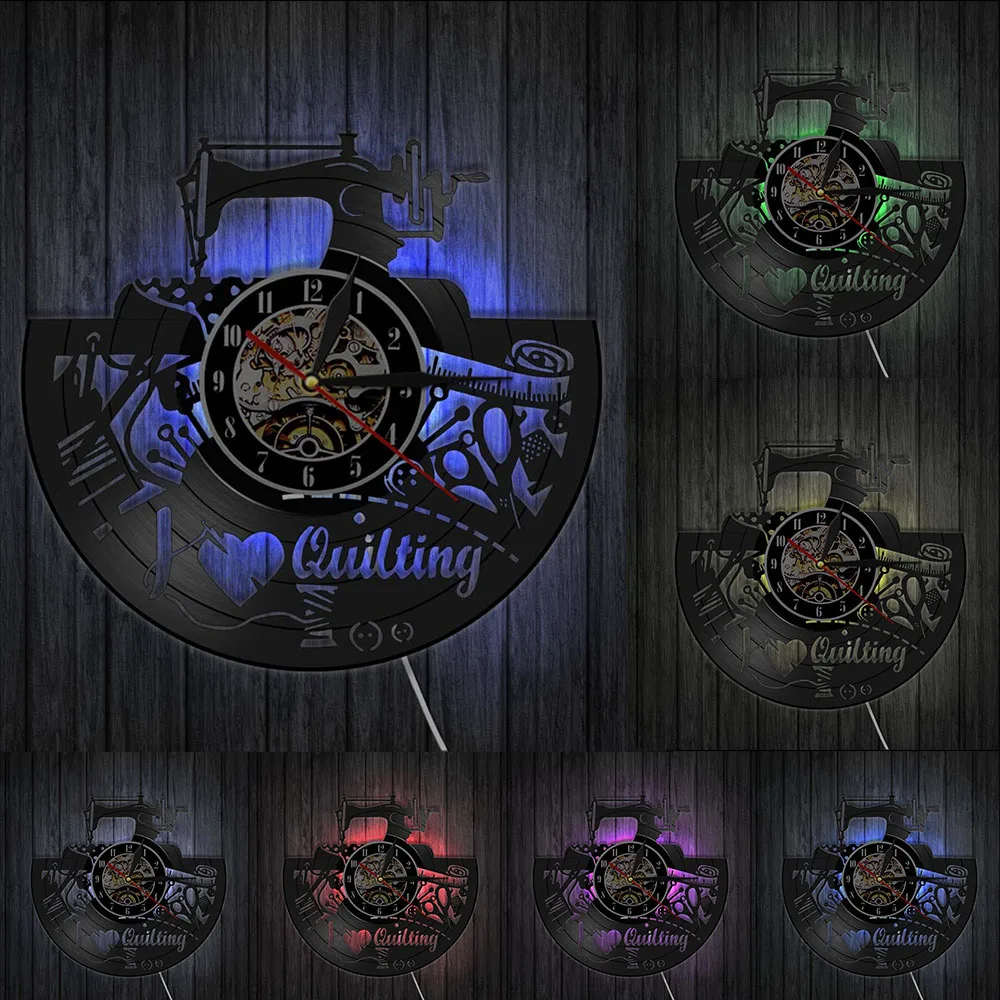 Настенные часы с виниловой пластиной для швейной машины настенные надписью I Love