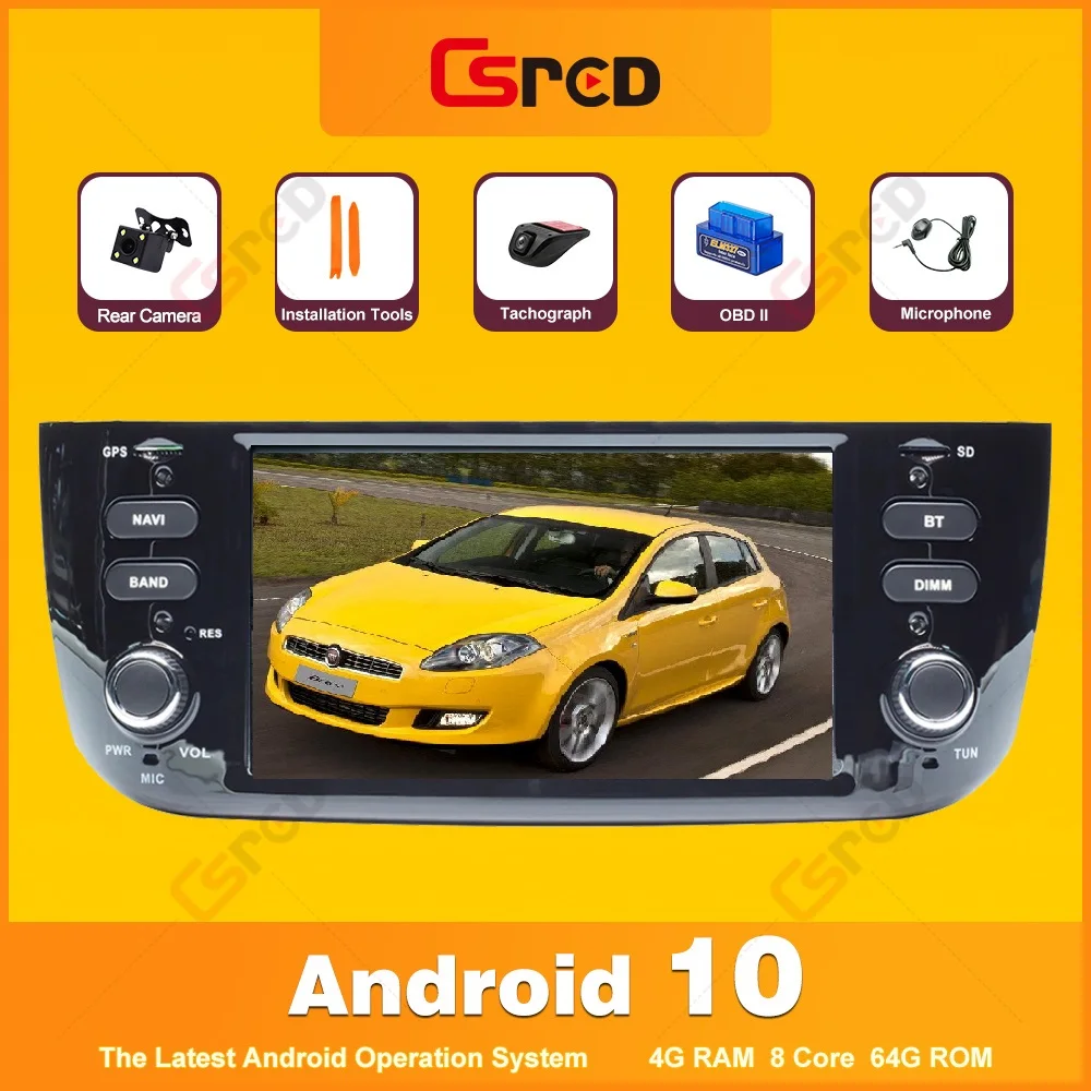 

Csred 6.2" Android 10 For Fiat Linea Punto EVO 2012-2015 GPS Navigation Car Multimedia Player Auto Radio Head Unit Stereo SWC