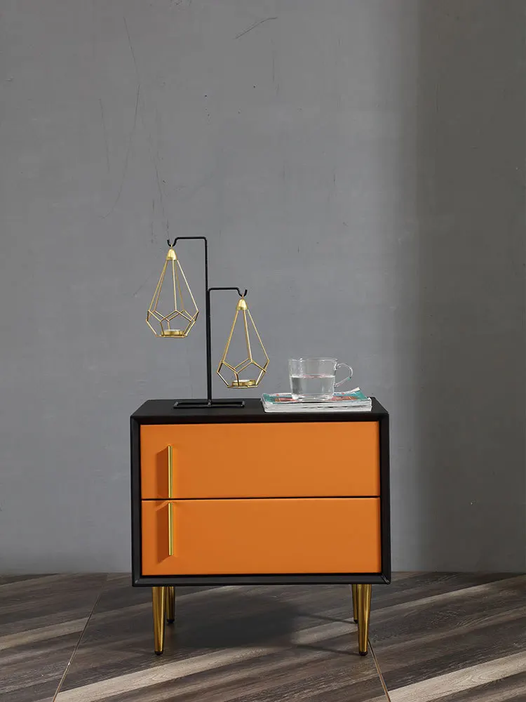 

Light luxury Nordic bedside table bedroom bed cabinet leather bedside small cabinet storage cabinet bedside storage cabinet