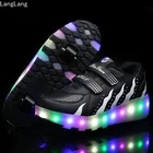 Кроссовки Heelys со светодиодный Ной подсветкой и двумя колесами для мальчиков и девочек, повседневная обувь для роликовых коньков с роликами для девочек