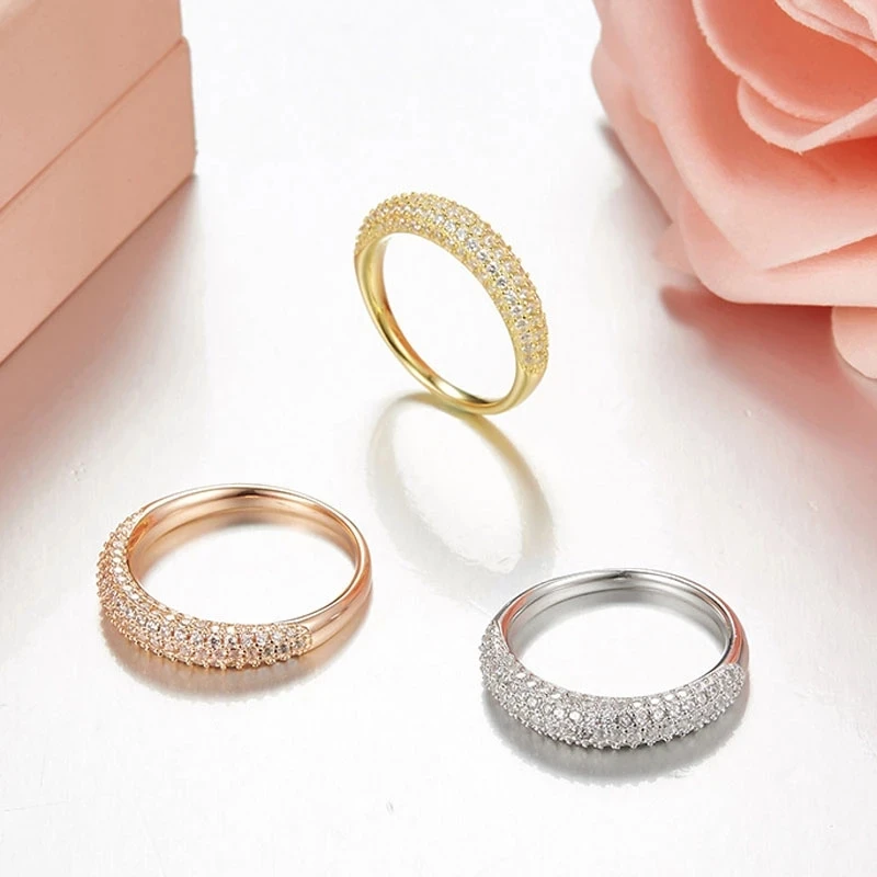 

Женское кольцо из серебра 925 пробы с фианитом, 5 рядов