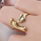 Романтическое регулируемое кольцо Milangir с принтом стопы любви, двухцветное Открытое кольцо для женщин, ювелирные изделия