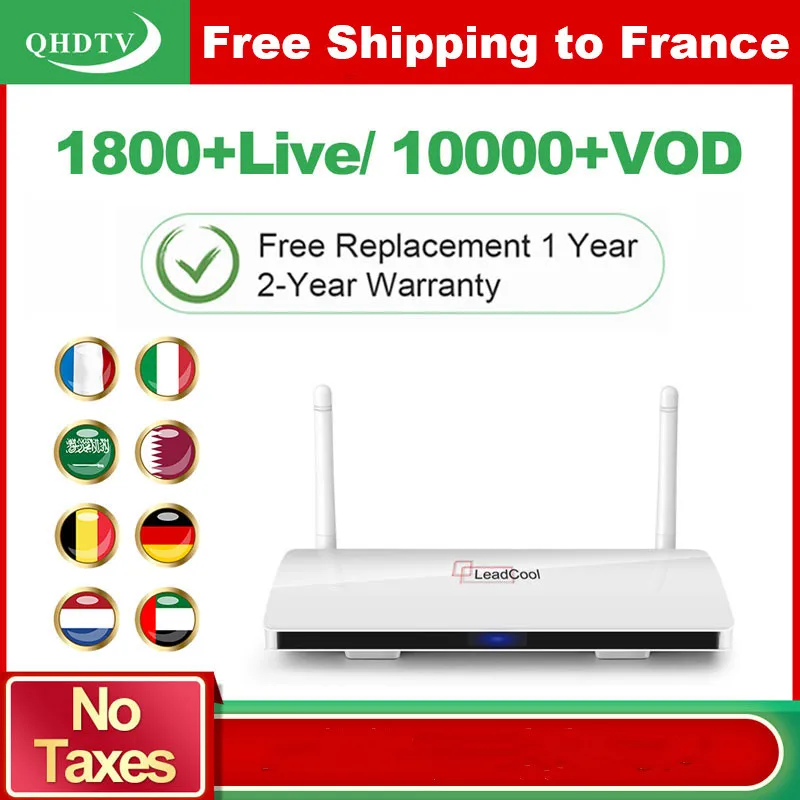 Leadcool tv Box QHD tv Франция IP tv 1 год подписка код Бельгия Нидерланды французский арабский leadcool QHD tv Android 8,1 IP tv Box