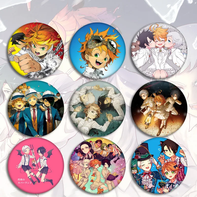 

Значки из аниме «обетованный Невер» на рюкзак, значки со знаком Рэй Нормана Эммы декоративные булавки для одежды, сумок, подарки на день рож...