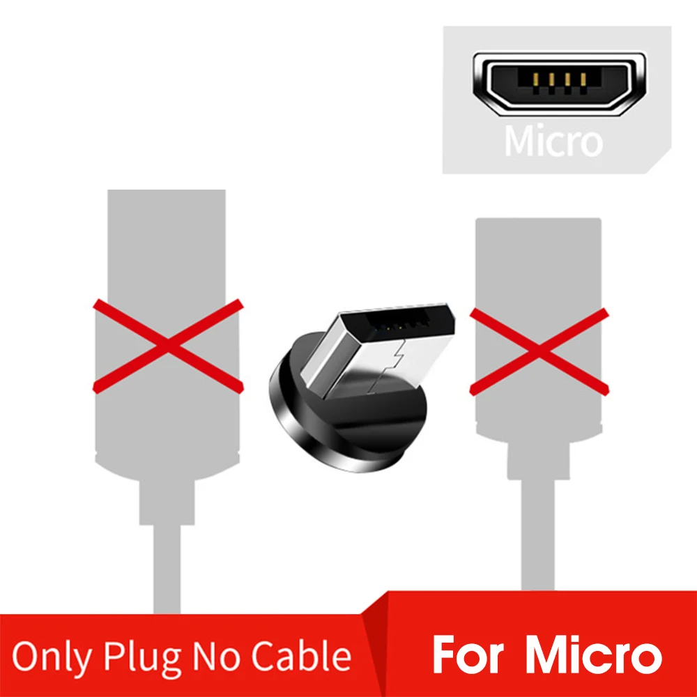 Магнитный usb кабель для зарядки для iPhone, быстрая зарядка, кабель для Android, Магнитный провод для samsung, Micro usb type C, кабель для зарядки, шнур для передачи данных - Цвет: Only Micro USB Plug