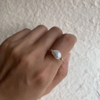 single baroque freshwater pearl 14k gold filled thin ring dainty everyday simple jewelry