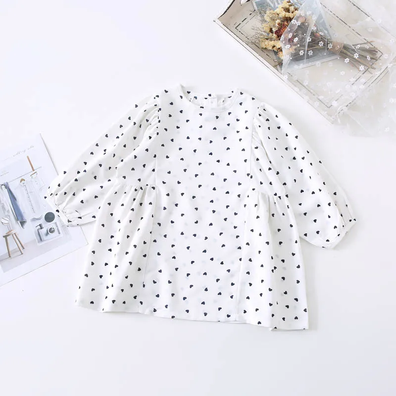 Шифоновое платье с принтом в виде сердца для маленьких девочек повседневные