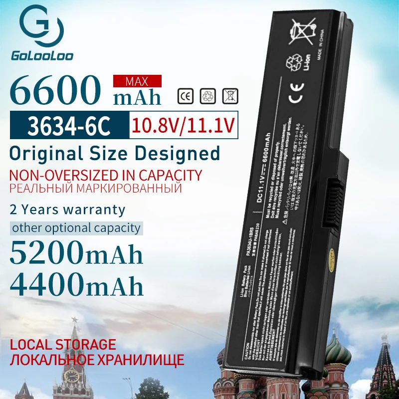 Golooloo 11 1 v 6600 мА/ч PA3634 PA3635 ноутбук Батарея для Toshiba Satellite C660 A665D C640 C645D C640D C650 C655 C655D