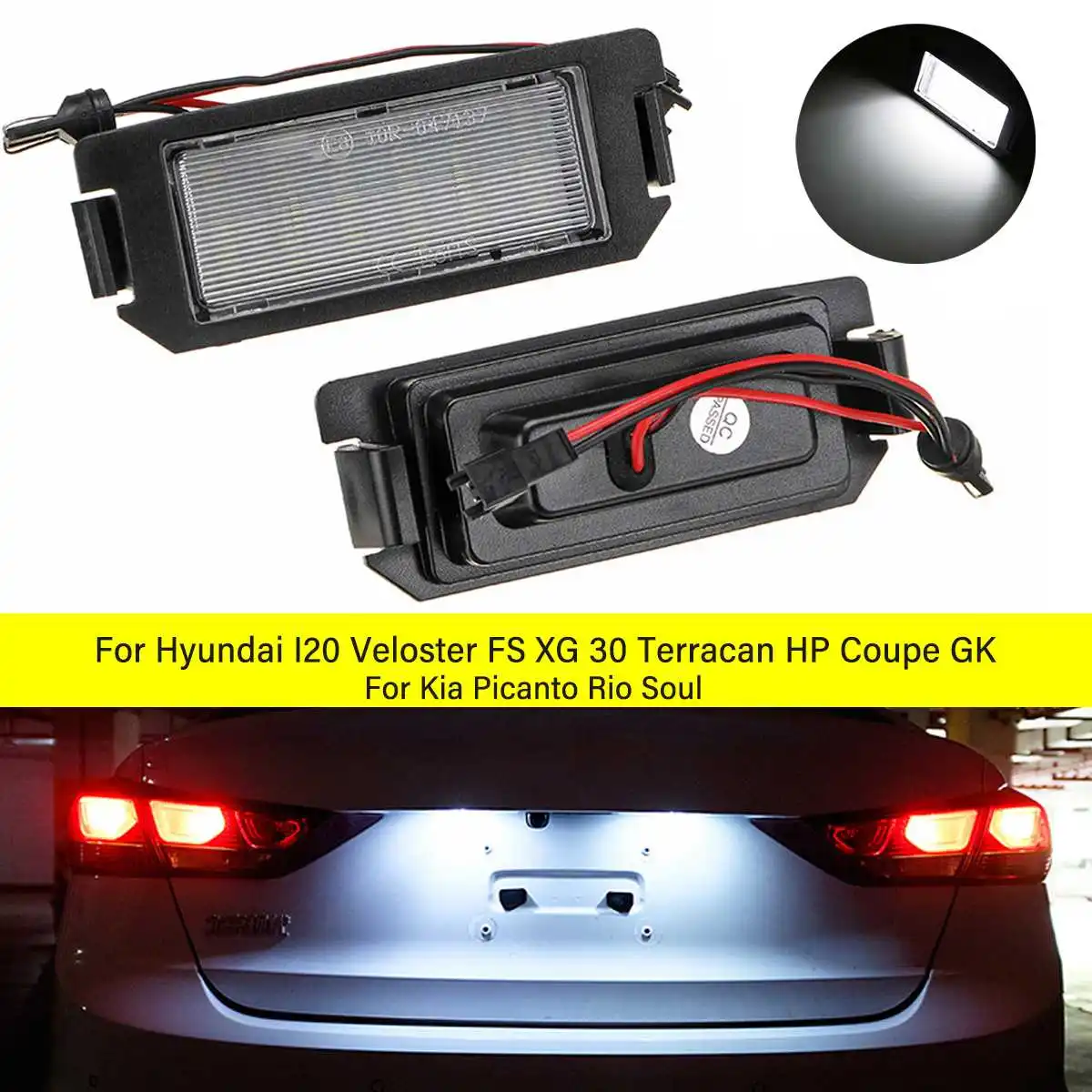 

2Pcs LED Number License Plate Light No error For Hyundai I20 I10 Veloster FS XG30 Terracan HP Coupe GK For Kia Picanto Rio Soul