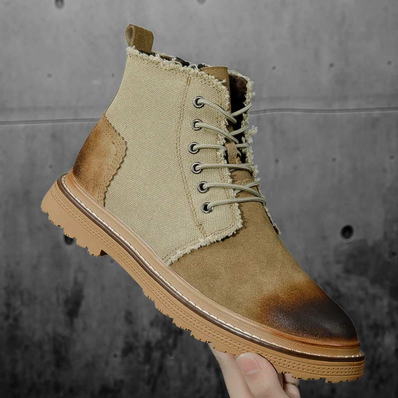 

botyleather Winter summer canvas sneakers man magnum 2020 boots punk chelsea men's casual MEN mens western ankle cowboy