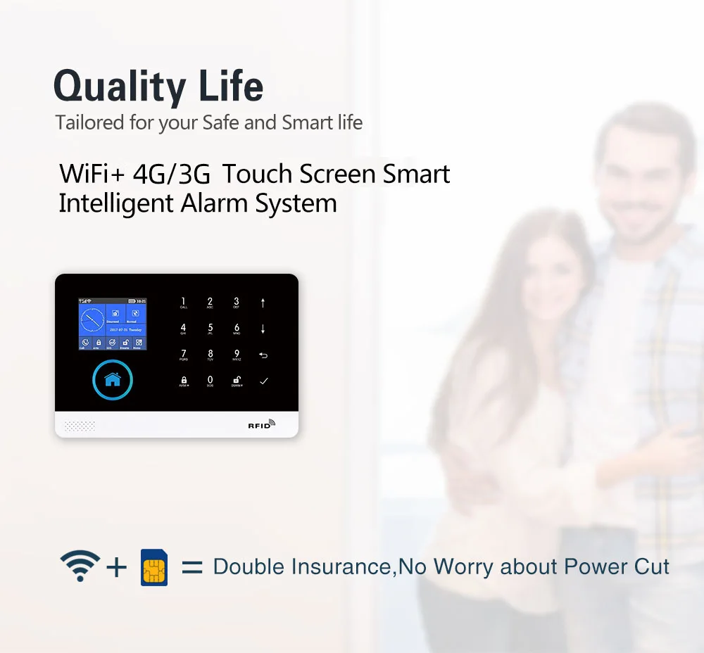 PG-103 4G 3G GSM Wireless Alarm System with IP Camera Tuya SmartLife APP Control for Home Security Alarm PIR Sensor Door Sensor