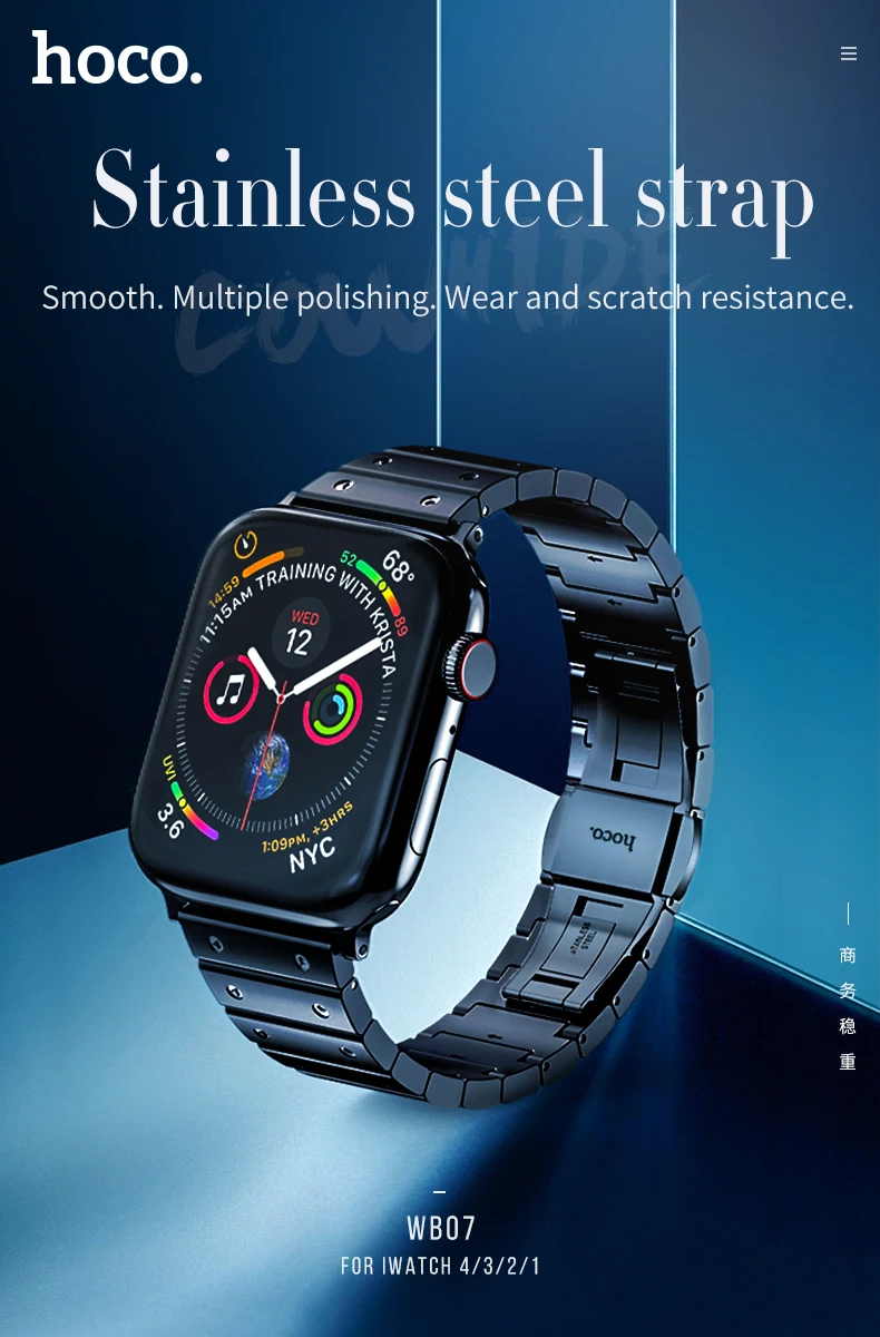 HOCO 22 мм браслет стальной ремешок для iwatch 4 полосы 44 мм 42 мм 38 мм аксессуары для часов Correa для Pulseira Apple Watch Series 5 4 3