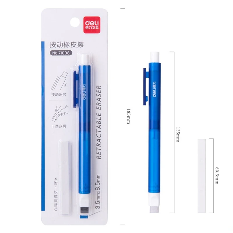 

Deli Press Eraser Retractable Pencil Eraser Rubber Student Supplies Writing School Stationery for Kids Student Drawing