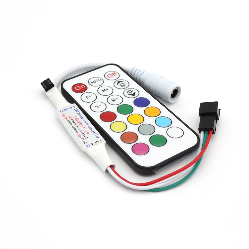 

Mini 21 Key IR Remote Controller For WS2811/ WS2812B Dream Color Addressable LED Strip Lights Control Up To 1024 Pixels 5-24V