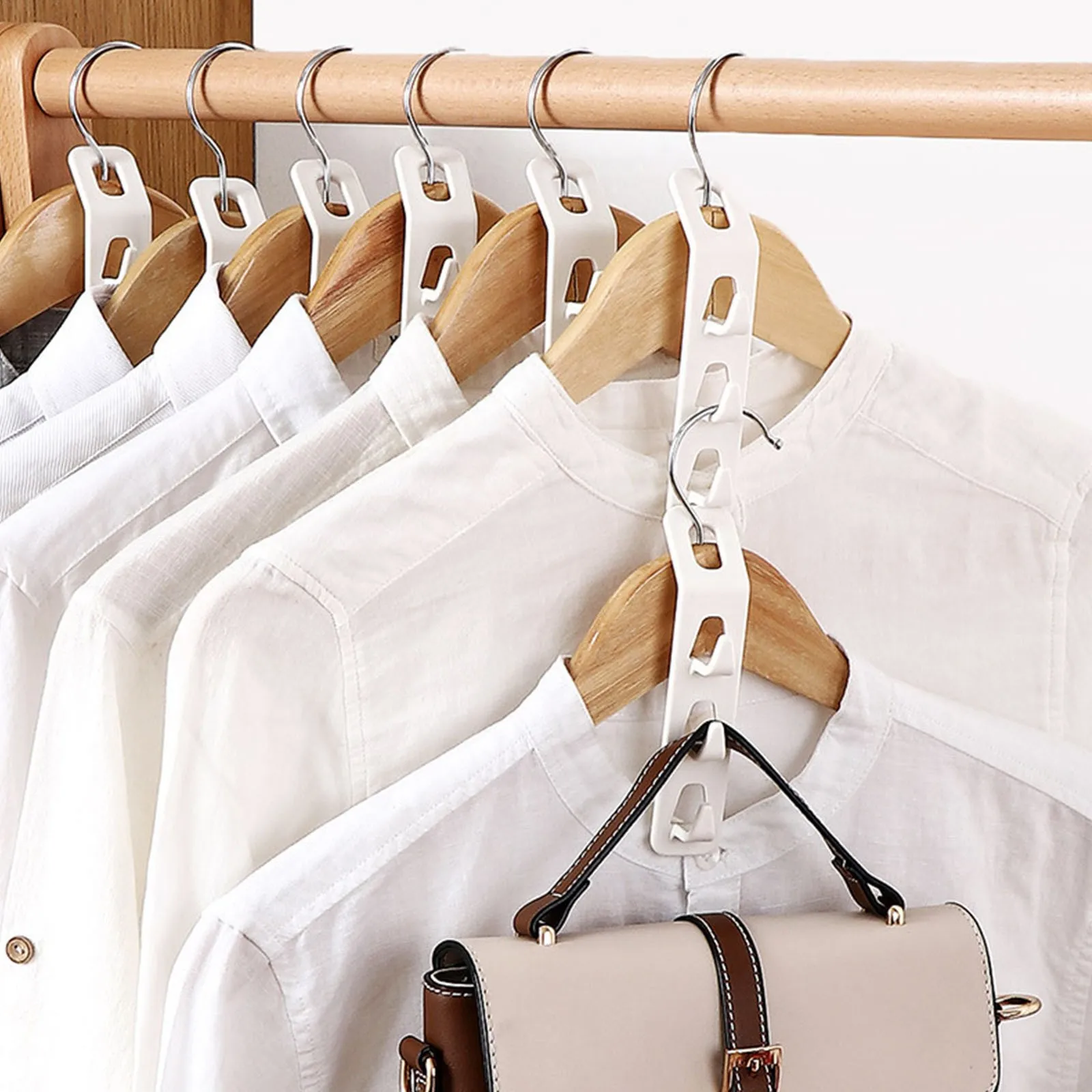 

Женская полка для хранения, держатель, крючок для подключения домашнего гардероба, экономия места на вешалке для одежды #25