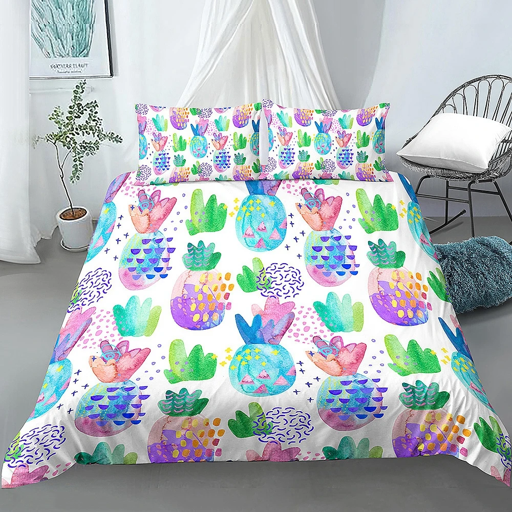 

Colorful Pineapple Duvet Cover Tropical Fruit Bedding Set Twin Queen King Size Bedclothes Comforter Cover Home Textile