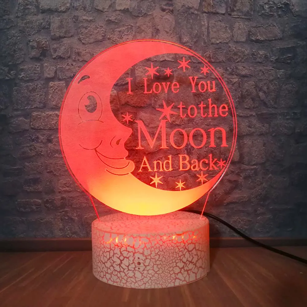 I LOVE YOU TO THE MOON AND BACK 3D светодиодный Настольный светильник в романтическом стиле