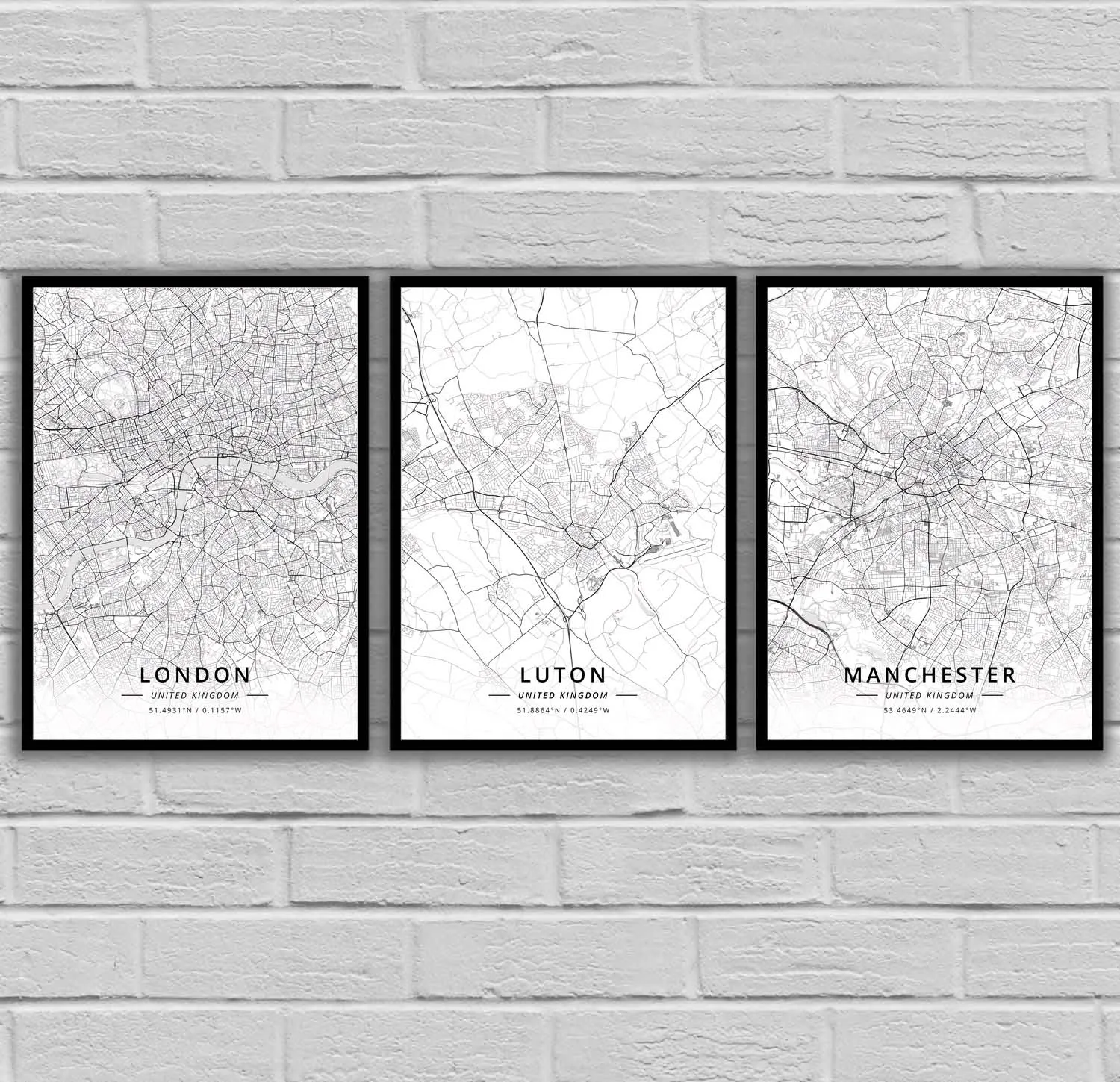 Лондон Лутон Манчестер Мэнсфилд Миддлсбро Милтон-Кинс Нортгемптон Норвич Ноттингем Оксфорд United Kingdom Map Poster