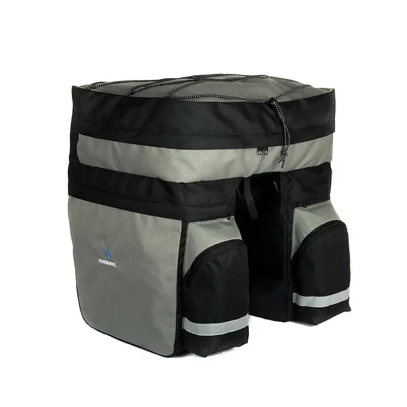 Black Grey ROSWHEEL Сумка-переноска для велосипеда, 60л, задняя стойка для багажника велосипеда, багаж на заднее сиденье, Паньер, две сумки для активного отдыха, велосипедное седло для хранения, 14590 - Цвет: Black Grey