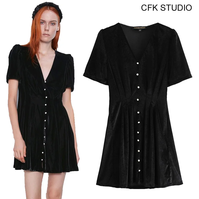 ZA женское бархатное мини платье летнее Повседневное рубашка с коротким рукавом