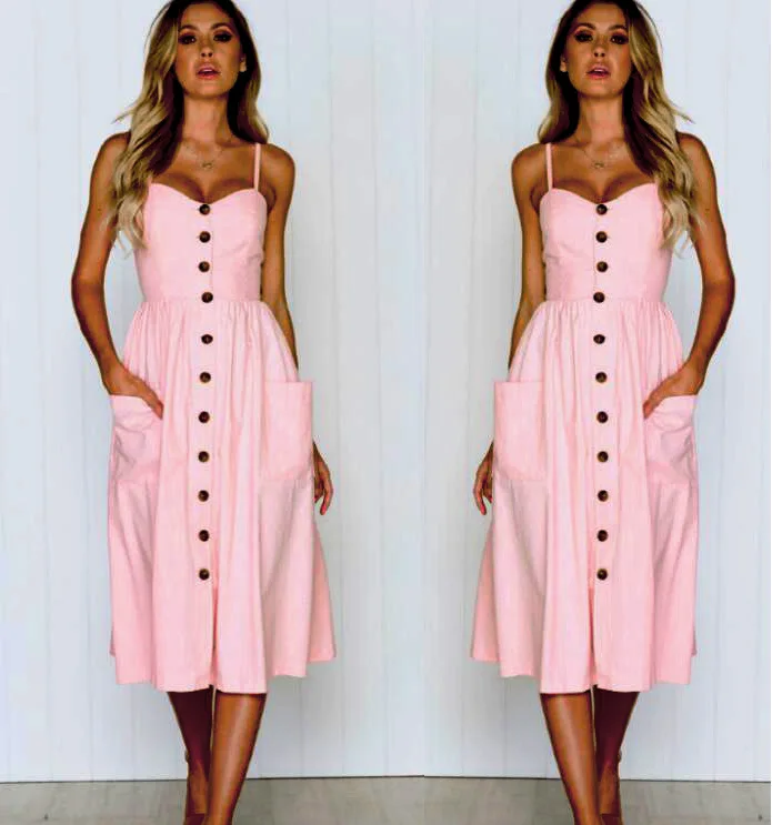 Женское летнее платье Пляжное Платье в полоску с цветочным принтом и карманами