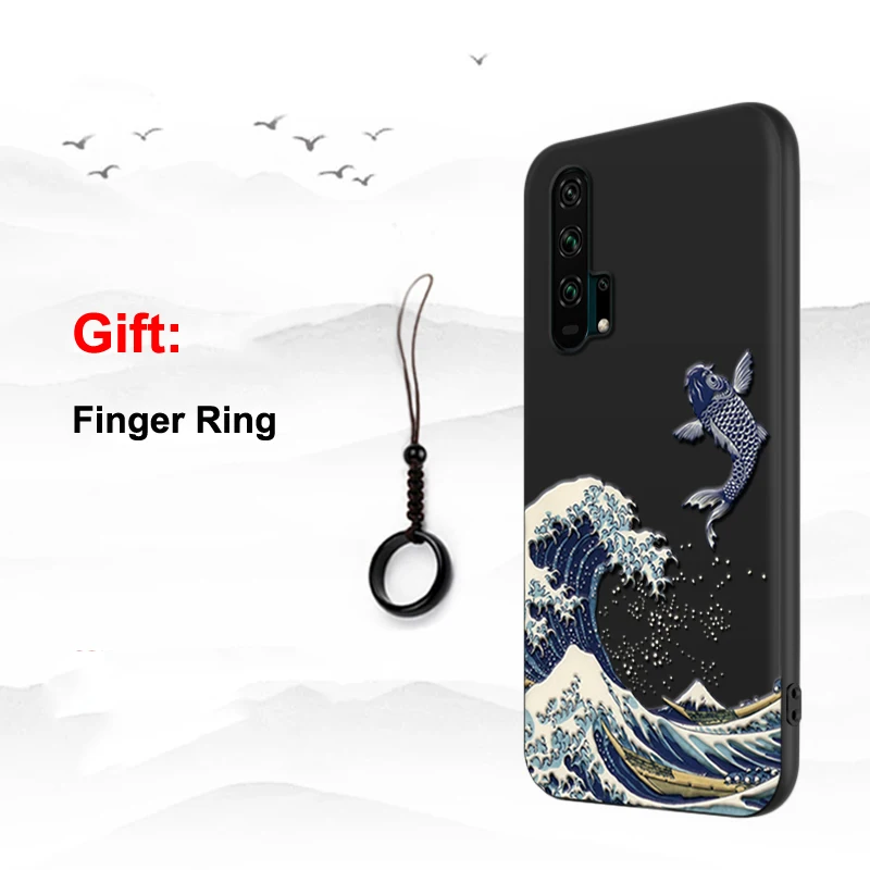 Fish Рельефный чехол для huawei Honor V30 20 Pro 20S Lite 20i V20 3D рельефный мягкий силиконовый матовый противоударный чехол Licoers Официальный чехол - Цвет: Fish