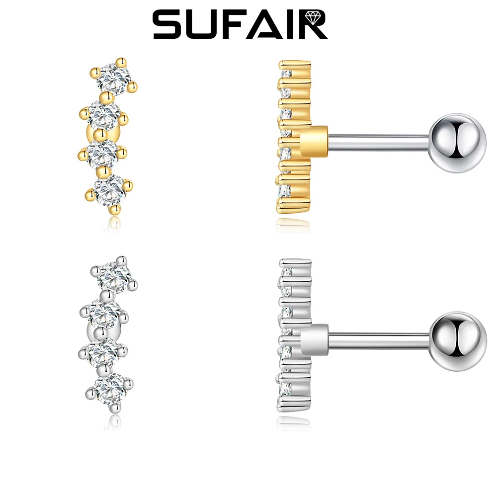 

Sufair 925 Sterling Silver Cartilage Cubic Zirconia Stud Earrings For Women 14K Gold Filled Dainty Ear Piercing Earrings Jewelry