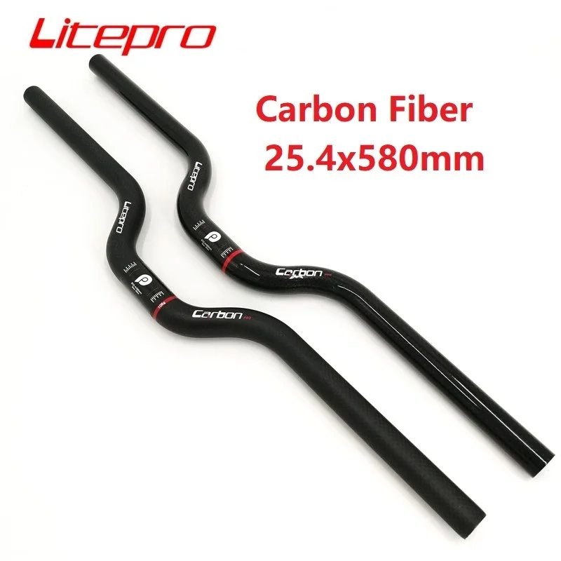 

Litepro Ultralight Carbon Fiber Handlebar 25.4mm 580mm Swallow-shaped Handlebar For Brompton Folding Bike Matte Gloss Black
