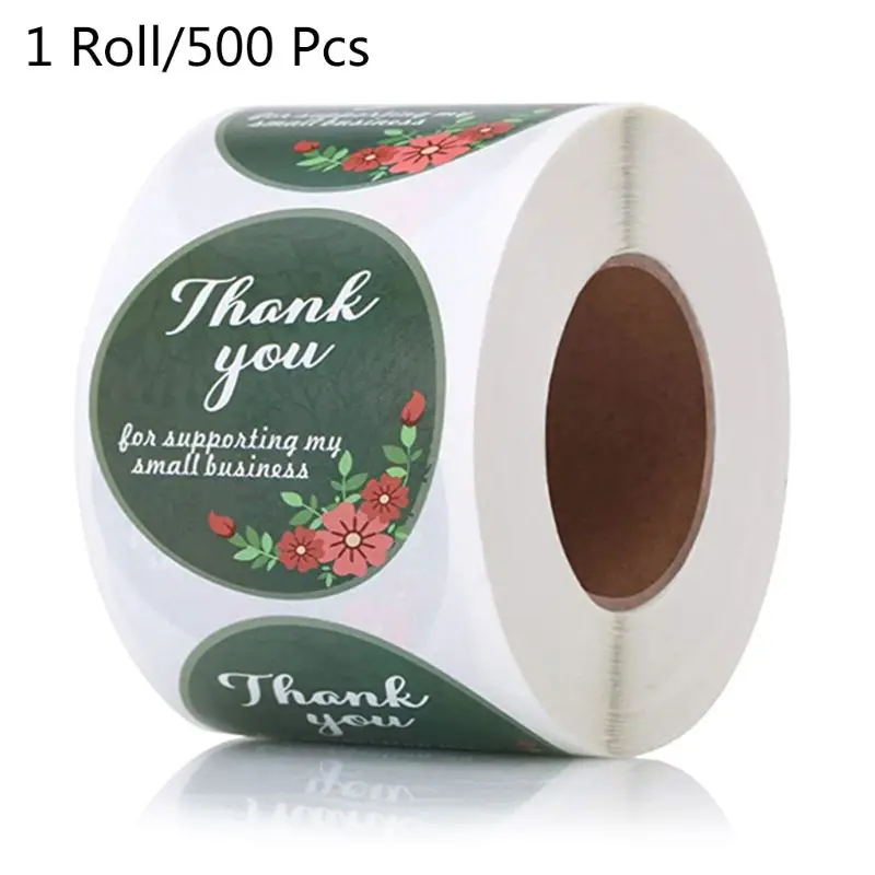 

500pcs Floral Thank You for Supporting My Small Business Stickers Seal Wedding E15B
