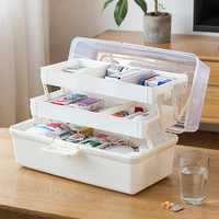 family portable first aid emergency kit medicine storage box organizer multi functional container with handle capacity pill case