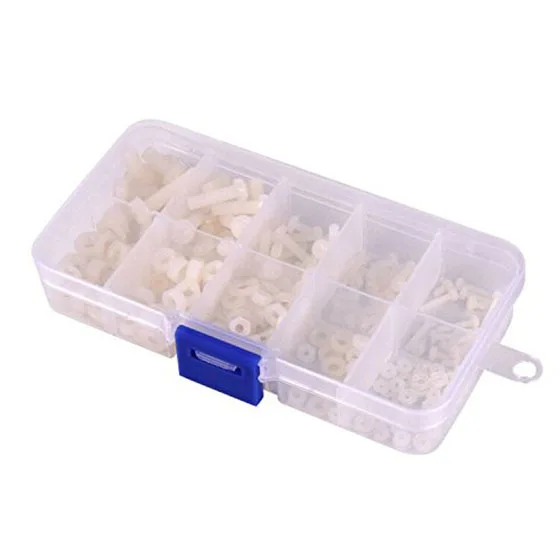 Hot New M2 M2.5 M3 M4 M5 (Total 270pcs) Nylon Screw / Nut Washer Assortment Kit Come with Plastic Box white | Обустройство дома