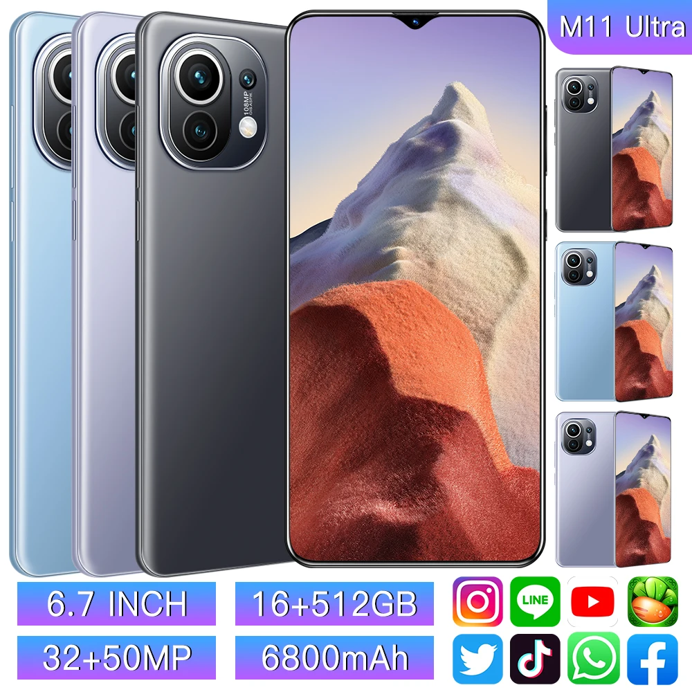 

Global Version M11 Ultra SmartPhone 6.7inch Face Unlock 16GB+512GB large Screen 32+50MP 10-core 4G/5G Mobile Phone