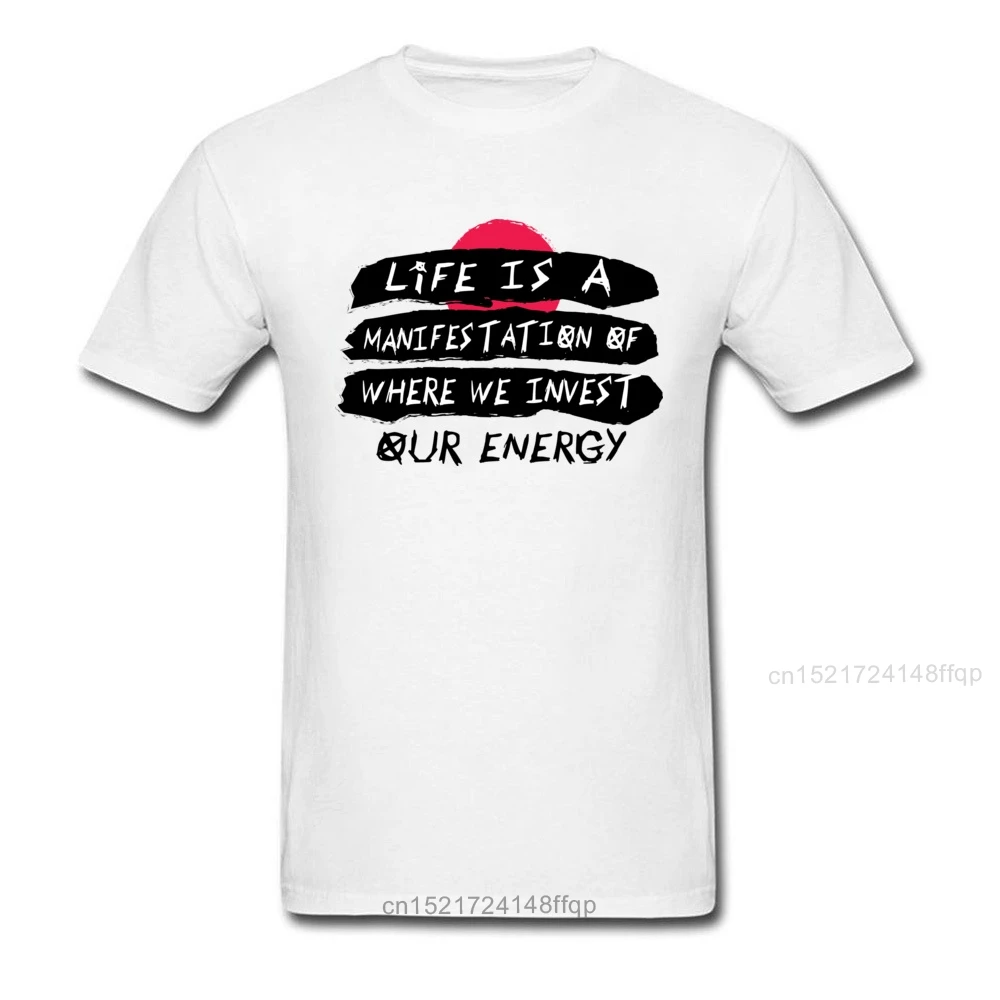 Life Is A Manifestation T Shirt New Design T-shirt Men Letter Tshirt Positive Saying Clothing Custom Team Tops Tees Dark Blue | Мужская