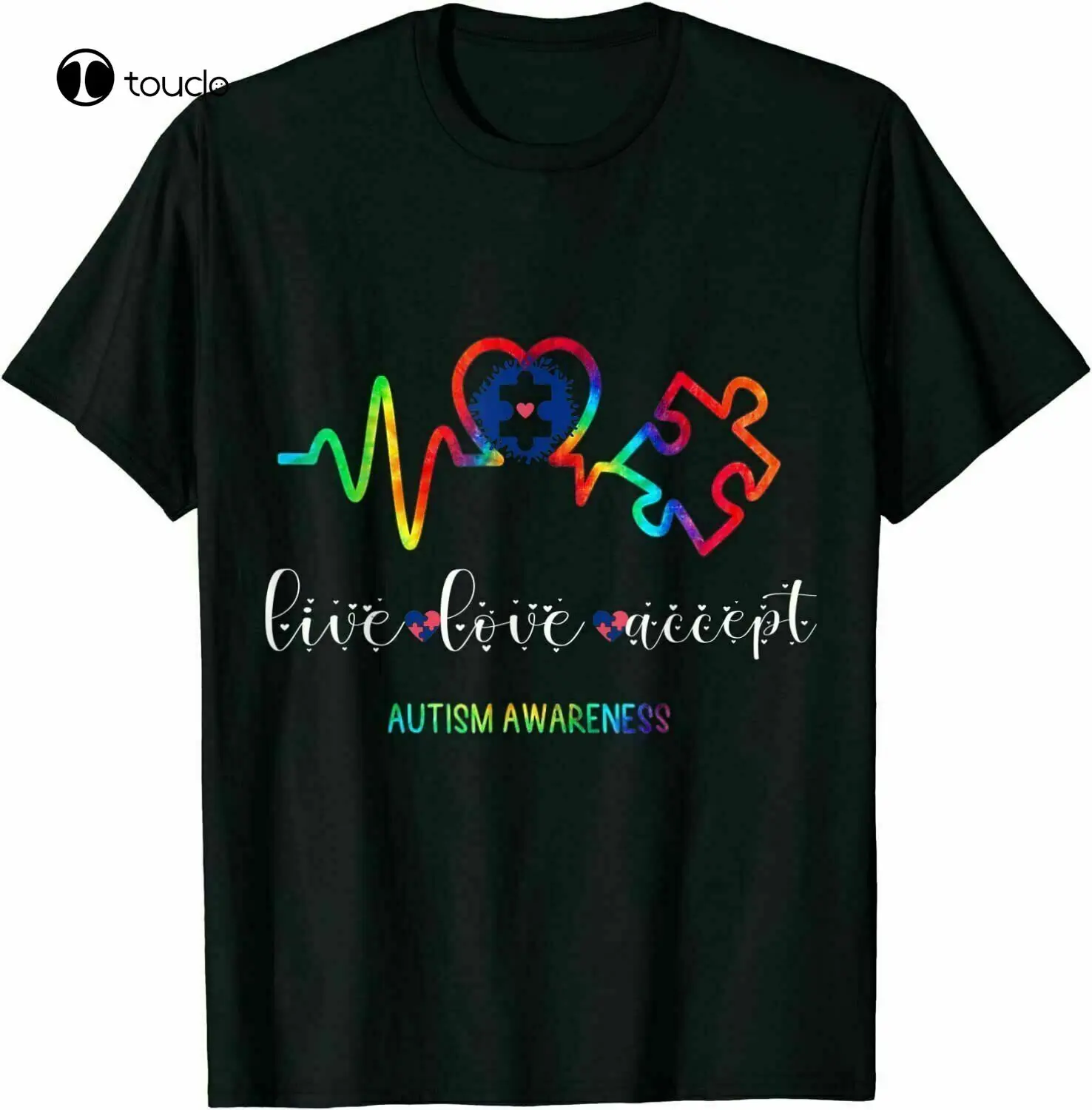 

Live Love Accept Autism Awareness T-Shirt Unisex Cotton S-3Xl Streetwear Tee Tee Shirt Custom aldult Teen unisex unisex