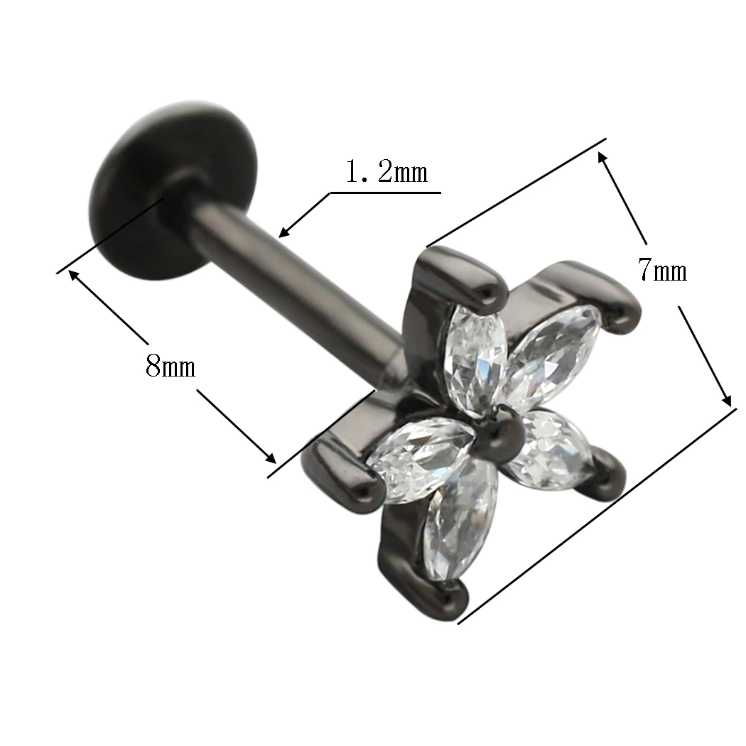 Серьги-гвоздики для губ из хирургической нержавеющей стали 16 г 6/8 мм | Украшения и