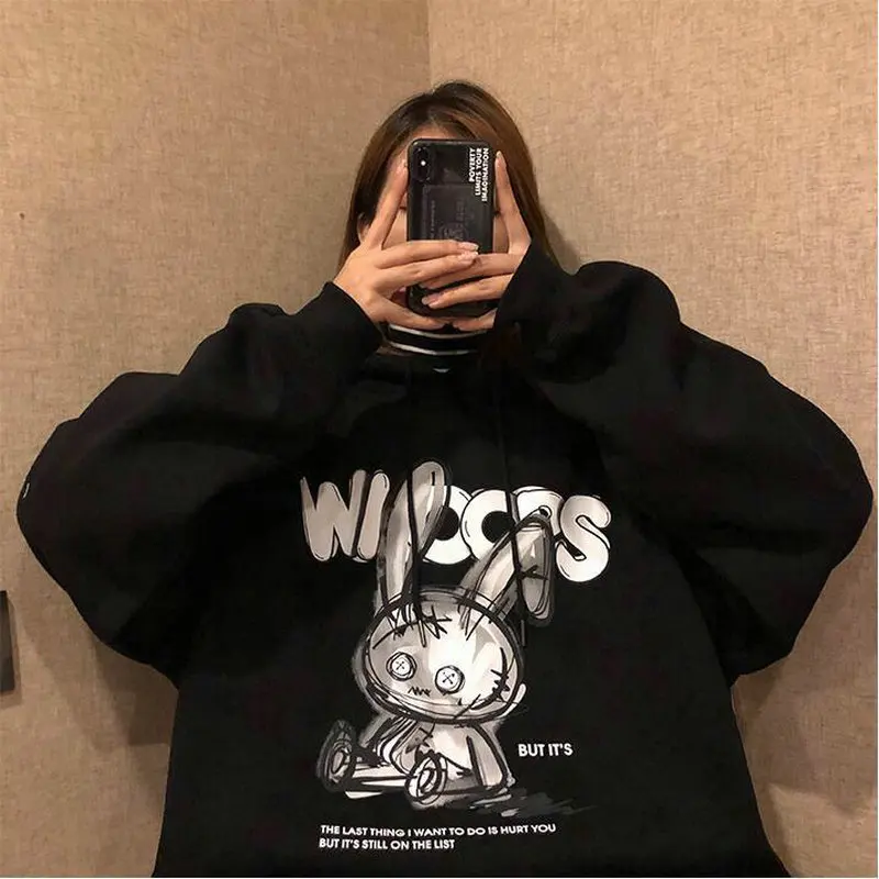

Long Sleeve Women's Hoodie Casual Harajuku Hooded Sweatshirts Korean Fashion Loose Large Size Winter 2021 Clothing